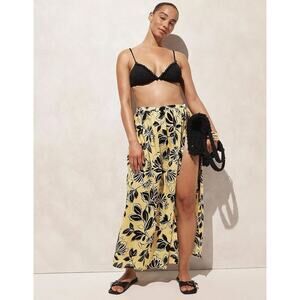 J. Crew Cotton Voile Beach Skirt Medium Yellow Sunny Floral Vacation Resort